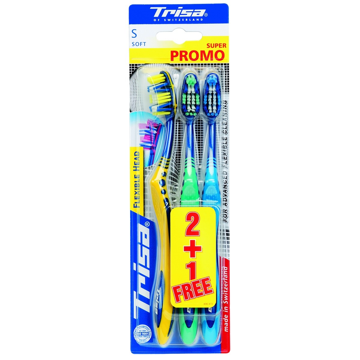 Periuta de dinti Trisa Flexible Head 3 Trio Soft, 2+1 GRATIS