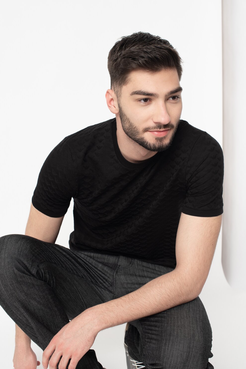 Emporio Armani, Tricou de bumbac, Negru