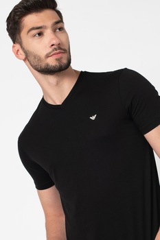 Emporio Armani, Set de tricouri de bumbac cu logo pe piept, 2 piese, Negru