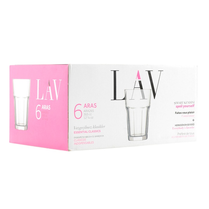 Set 6 pahare longdrink Lav Aras, 365 ml
