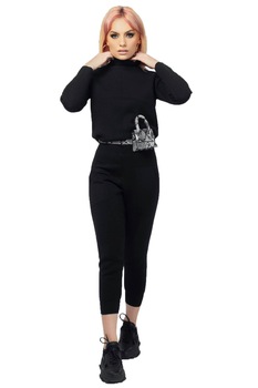 Compleu dama tricotat pantaloni 3/4 urban zece, Negru, XS-S Compleu dama tricotat pantaloni 3/4 urban zece, Negru, XS-S