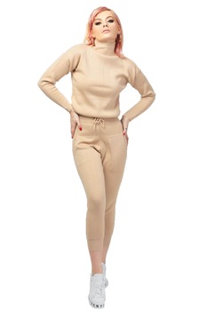 Compleu dama tricotat pantaloni 3/4 urban zece, Bej, XS-S Compleu dama tricotat pantaloni 3/4 urban zece, Bej, XS-S