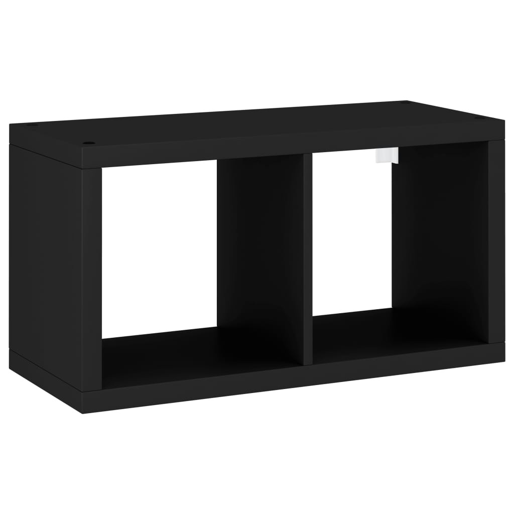 Raft cubic de perete vidaXL, MDF, 69.5 x 29.5 x 37 cm, Negru