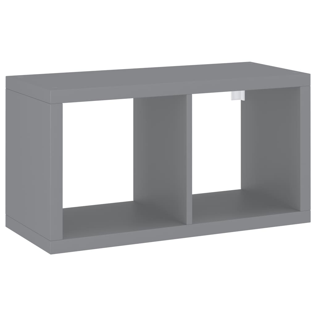 Raft cubic de perete vidaXL, MDF, 69.5 x 29.5 x 37 cm, Gri