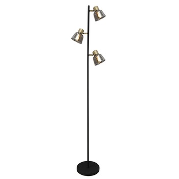 Lampadar Smoky KL107008, 3 x E14, negru + alama antica + fumuriu Lampadar Smoky KL107008, 3 x E14, negru + alama antica + fumuriu