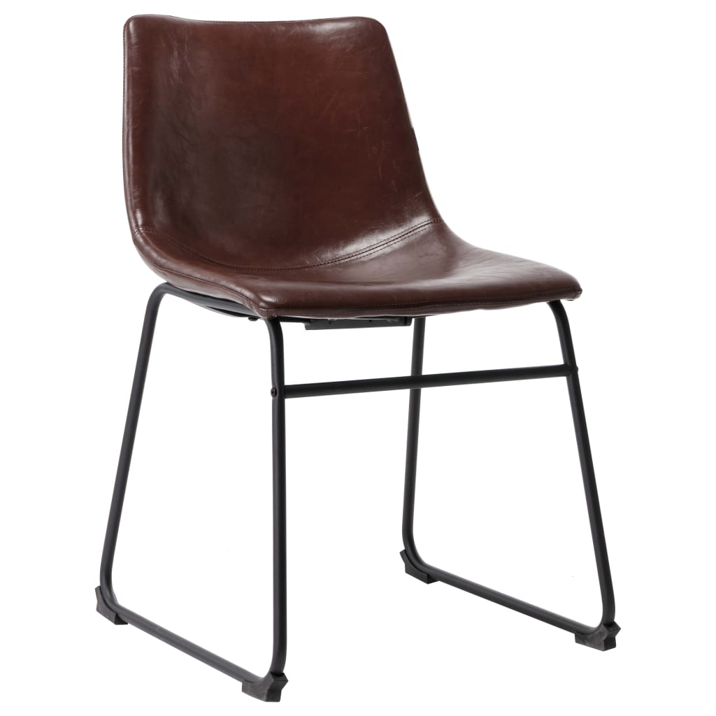 Scaun de bucatarie, vidaXL, Piele artificiala/Metal, Spuma, 50 x 57 x 78 cm, Maro lucios