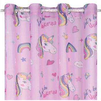 Perdea Pufo cu model unicorni, 140 x 260 cm, roz Perdea Pufo cu model unicorni, 140 x 260 cm, roz