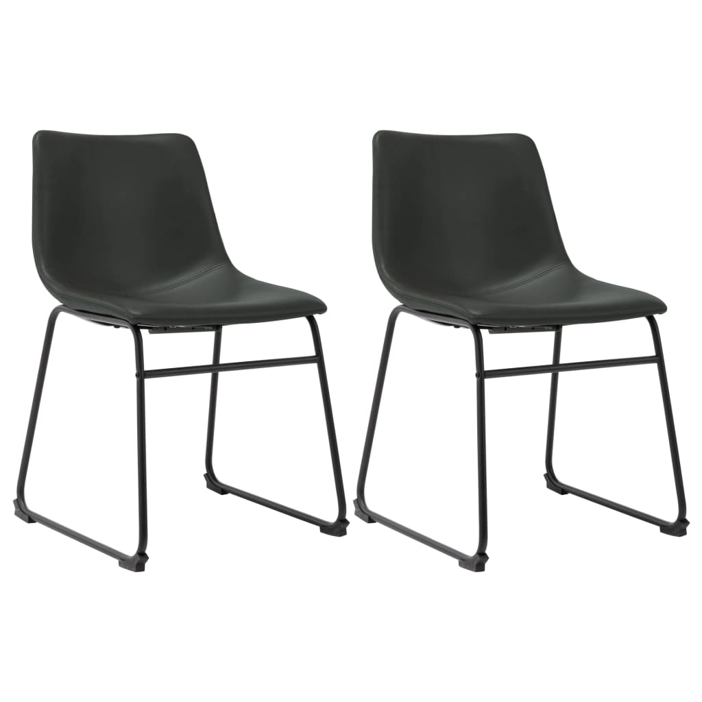 Set de 2 scaune de bucatarie, vidaXL, Piele artificiala/Metal, Spuma, 50 x 57 x 78 cm, Gri lucios