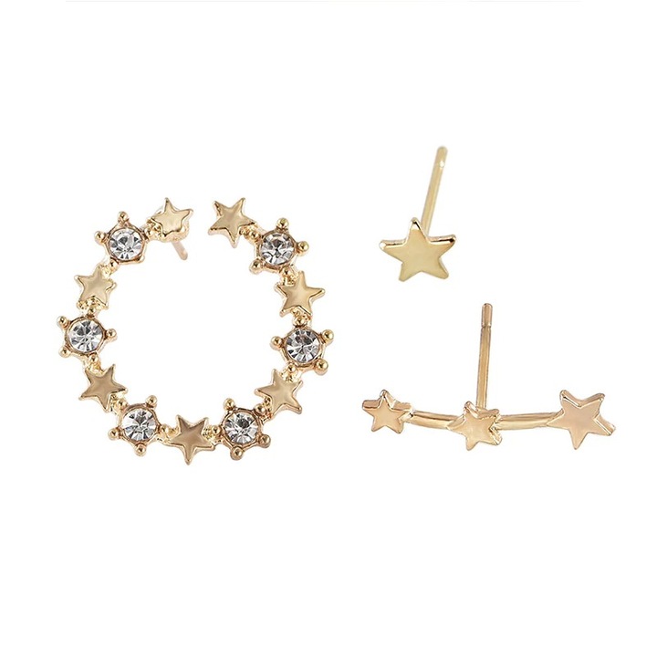 Set Cercei aurii, cu pietre, Marleen C10, Pursehuit