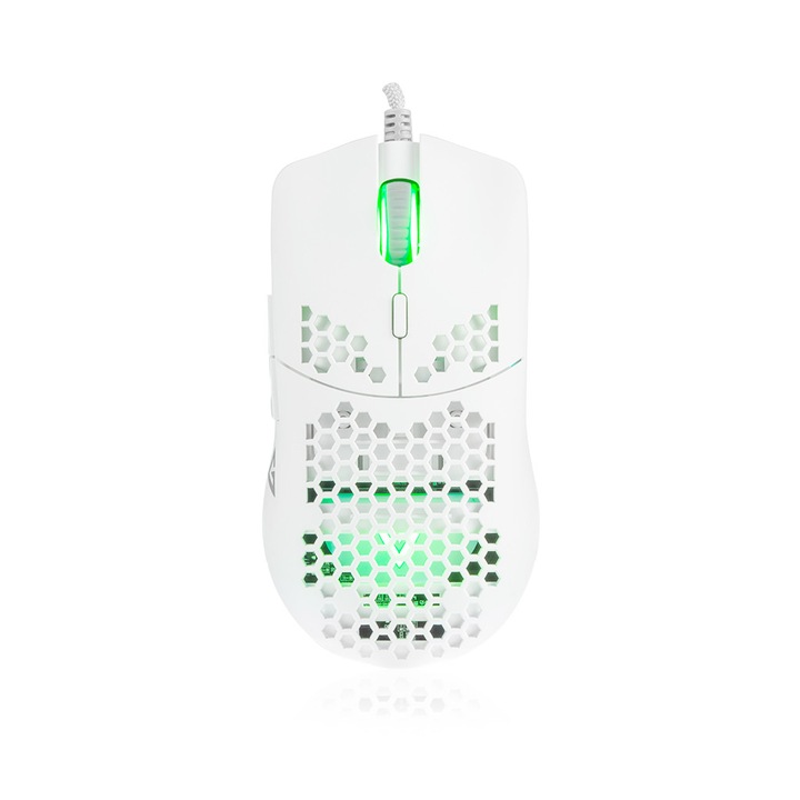 Mouse pentru jocuri Modecom Volcano Shinobi 3327, Alb/Verde