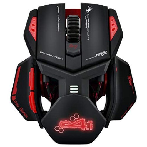 Mouse USB Dragon War Phantom 4.1, 9500 DPI, Negru/Rosu