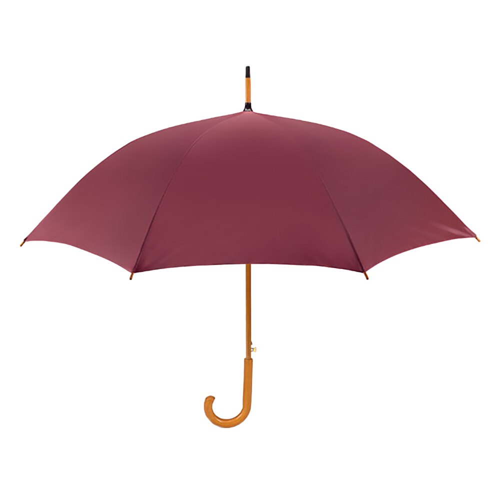 Umbrela 104cm cu deschidere automata, poliester visiniu fin, varf si maner curbat din lemn