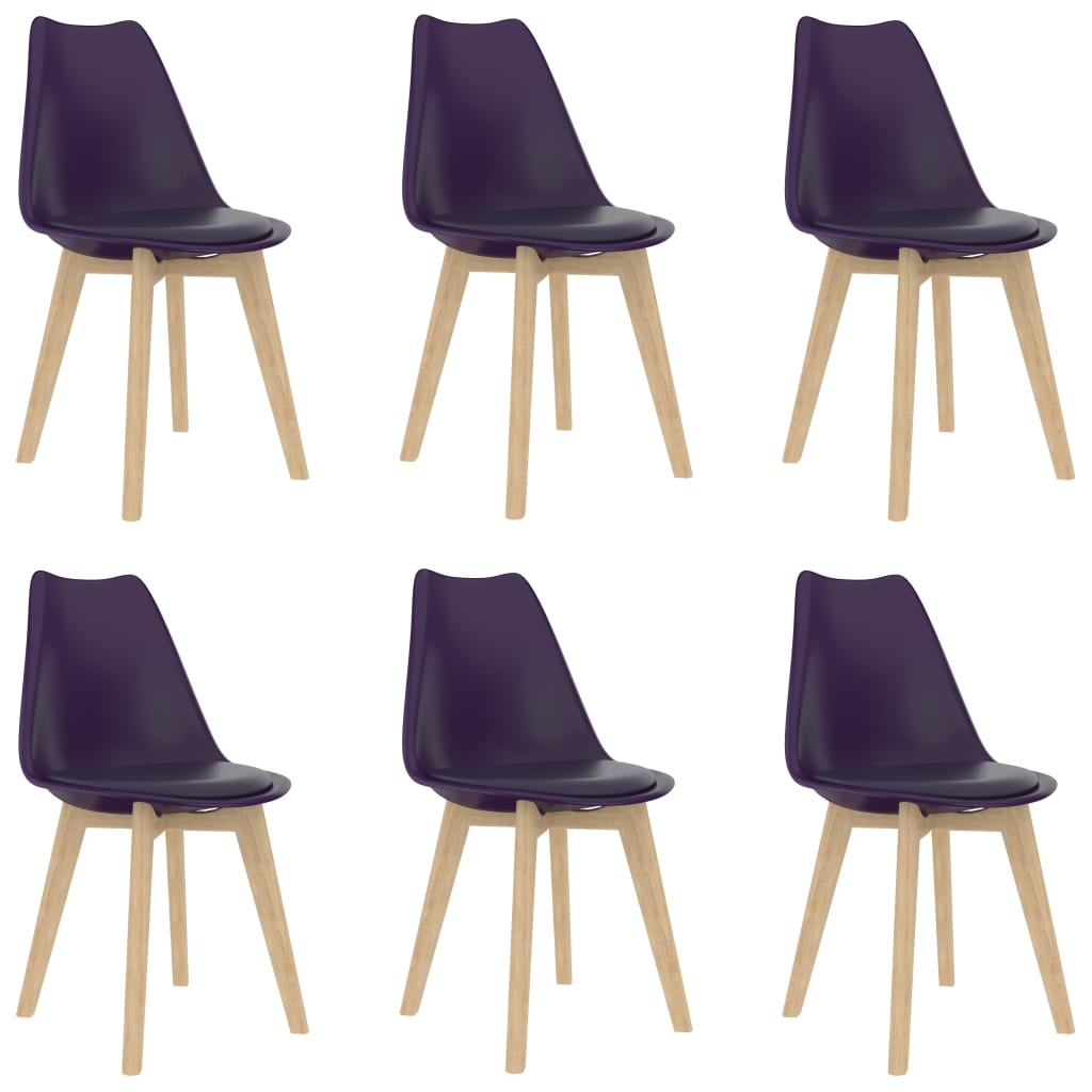 Set de 6 scaune de bucatarie, vidaXL, Plastic/Piele ecologica, 42 x 42 x 81 cm, Violet