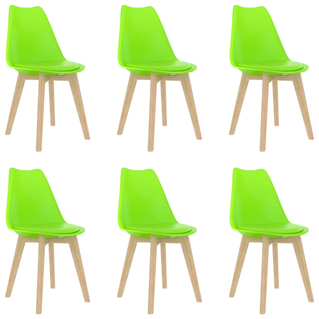Set de 6 scaune de bucatarie, vidaXL, Plastic/Piele ecologica, 42 x 42 x 81 cm, Verde