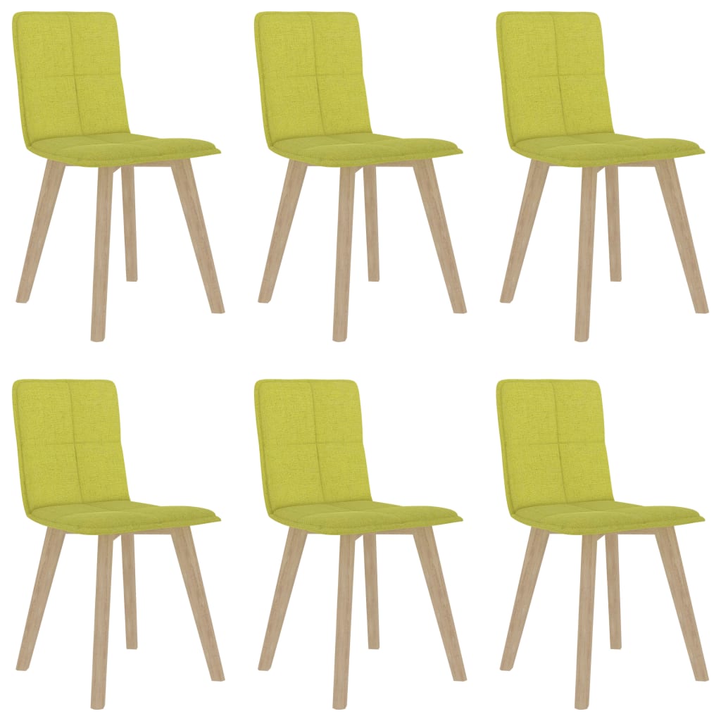 Set de 6 scaune de bucatarie, vidaXL, Textil/Lemn masiv de fag, 45 x 47 x 82 cm, Galben mustar