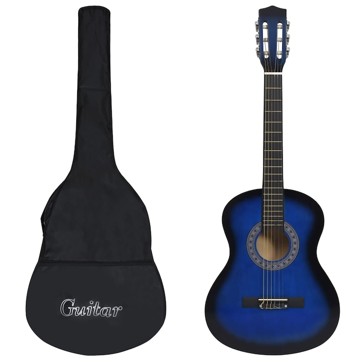 vidaXL kék 3/4-es klasszikus gitár és tok kezdőknek 36