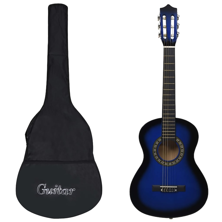 vidaXL kék 1/2-es klasszikus gitár kezdőknek és gyereknek tokkal 34