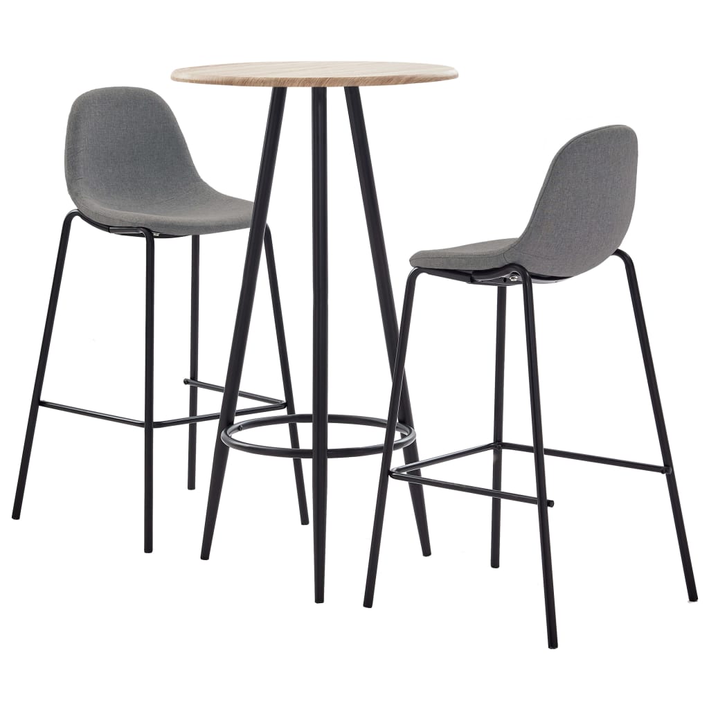 Set mobilier de bar din 3 piese cu masa rotunda, vidaXL, Tesatura, 60 x 107.5 cm, Maro