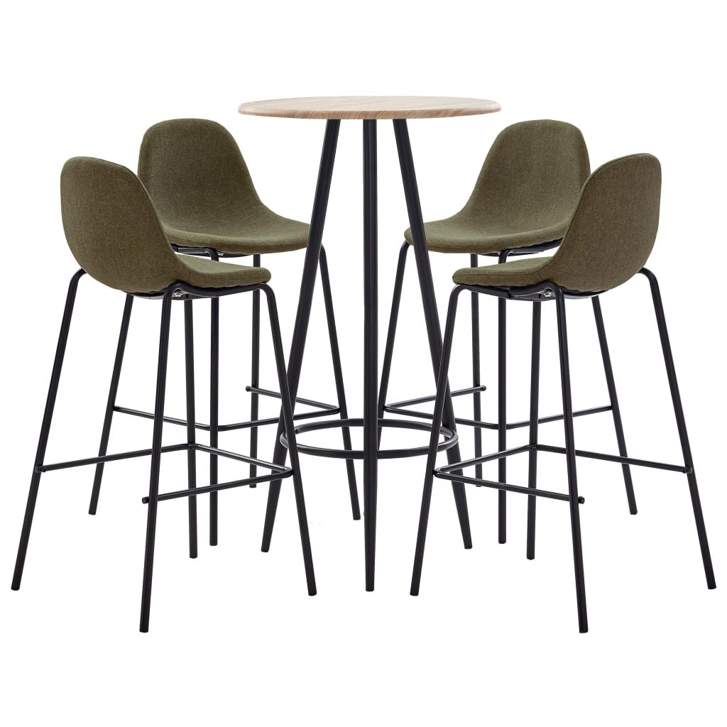 Set mobilier de bar din 5 piese cu masa rotunda, vidaXL, Tesatura, 60 x 107.5 cm, Maro