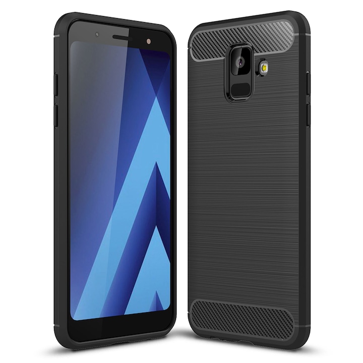Кейс за Samsung Galaxy A6 2018, Techsuit Carbon Silicone, черен