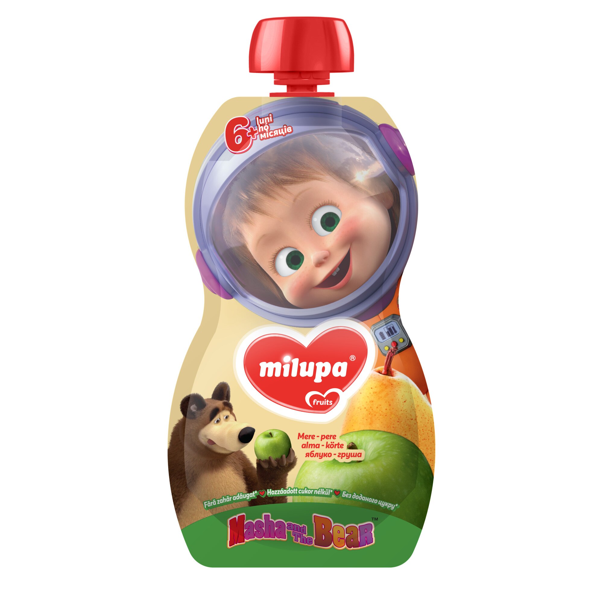 Piure de fructe, Milupa, Masha, mere, pere, 100g, 6luni+