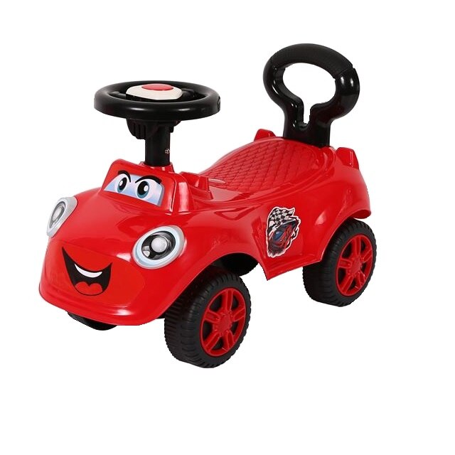 Premergator copii tip masinuta cu claxon pe volan si spatar, 12-36 luni, Rosu, 52x25x19 cm