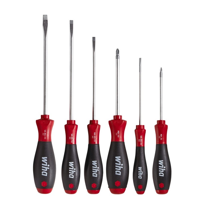 Комплект от 6 стандартни отвертки Wiha, стоманени, издръжливи, устойчиви на ръжда