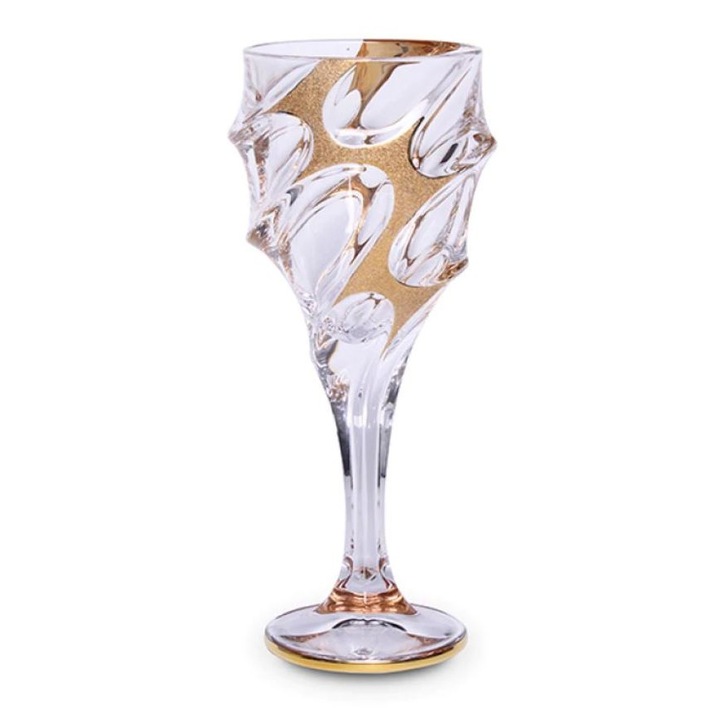 Комплект 6 чаши за вино, Bohemia, Calypso Golden Ice, 270 ml, прозрачни