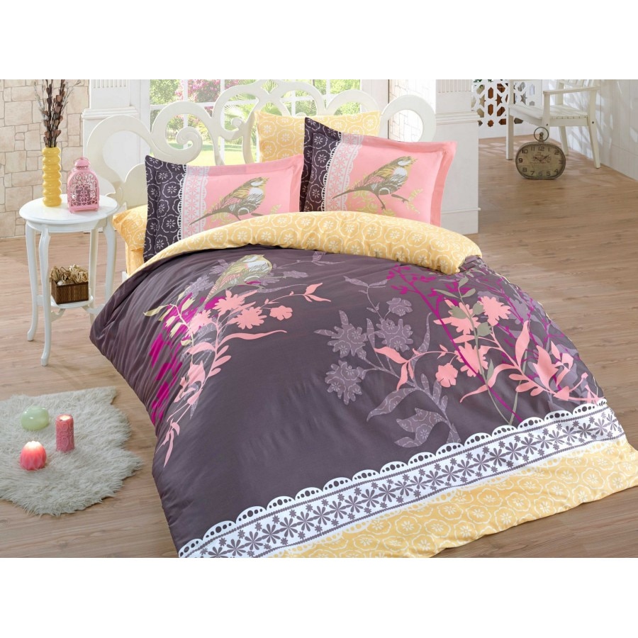 Lenjerie pat bumbac 100% satin de lux, Hobby Home, 6 piese, Emilia