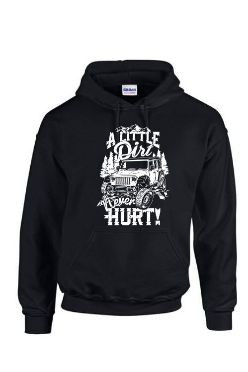 Hanorac barbati personalizat, A little dirt never hurt, Gildan, Negru