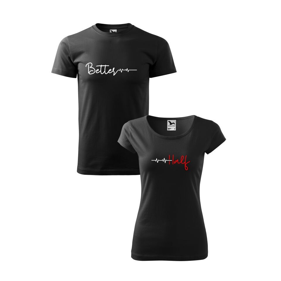 Set 2 tricouri El & Ea Better Half, Malfini, Negru, XL