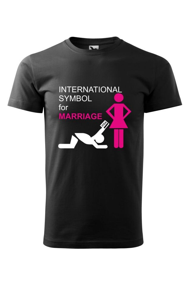 Tricou barbati personalizat International symbol for marriage, Malfini, Negru