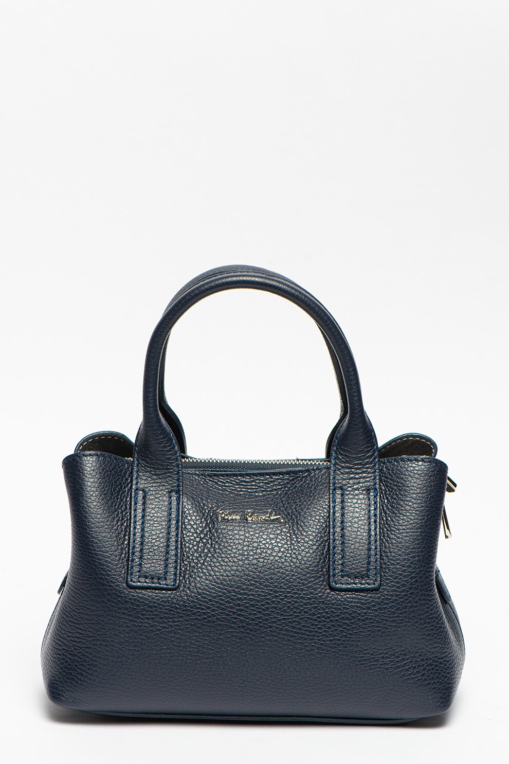 Pierre Cardin, Geanta de piele cu bareta si aplicatie logo metalica, Bleumarin