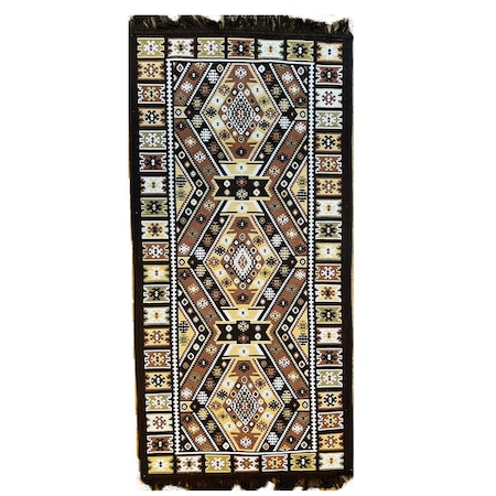 Covor rustic tesut, Serhouse, doua fete, Culoarea maro/crem , Dimensiune 60X120 cm