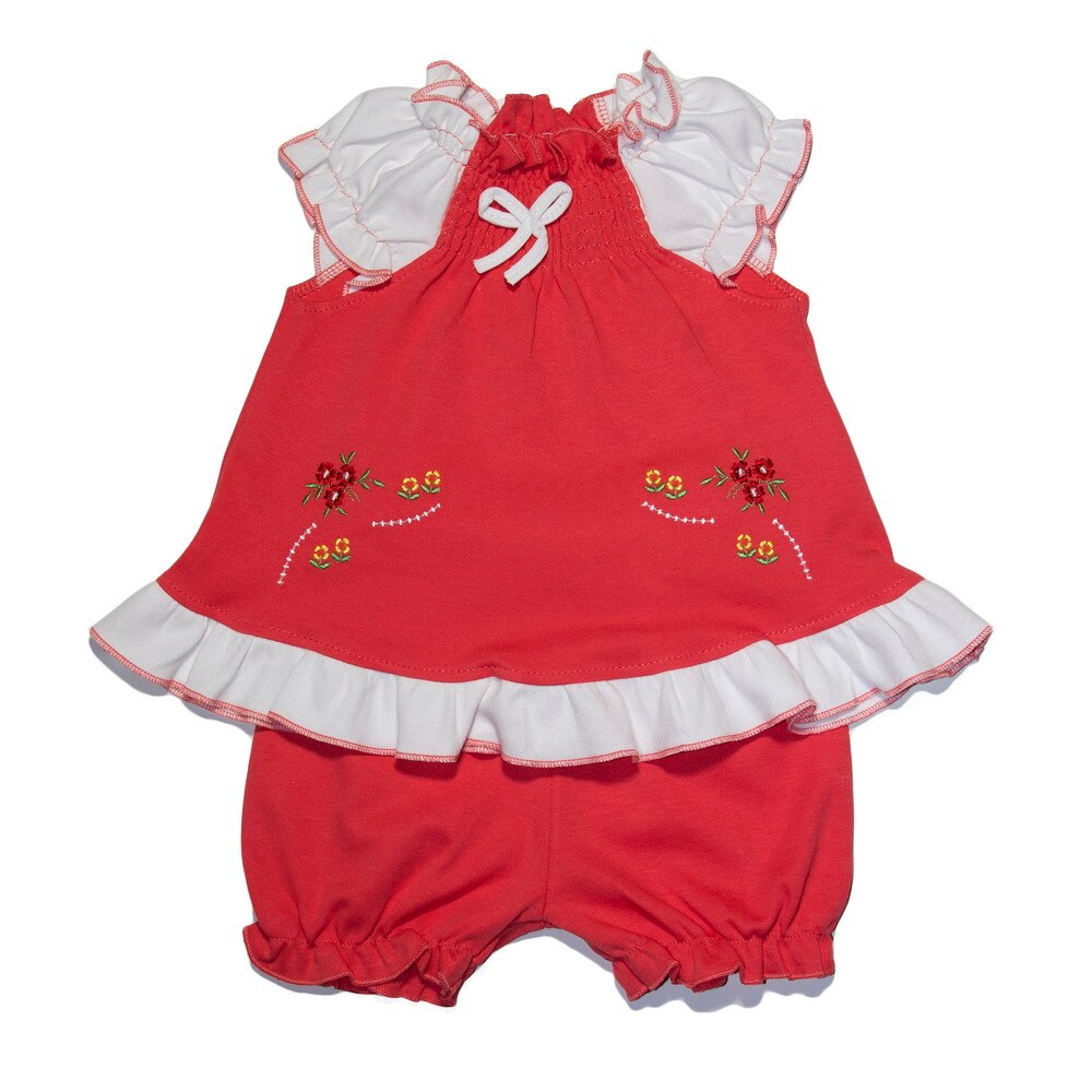 Compleu fetite vara, Pifou, 3-4 luni, roz somon