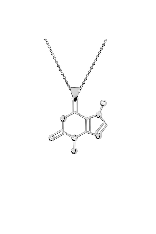 Lant cu pandantiv teobromina, Coriolan, aur alb 14K, diamant 3x0.01 carate GVS1