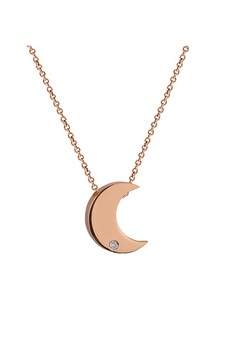 Lantisor cu pandativ luna, Coriolan, aur roz 14K, diamant 0.01 carate, HSI, 42 cm Lantisor cu pandativ luna, Coriolan, aur roz 14K, diamant 0.01 carate, HSI, 42 cm