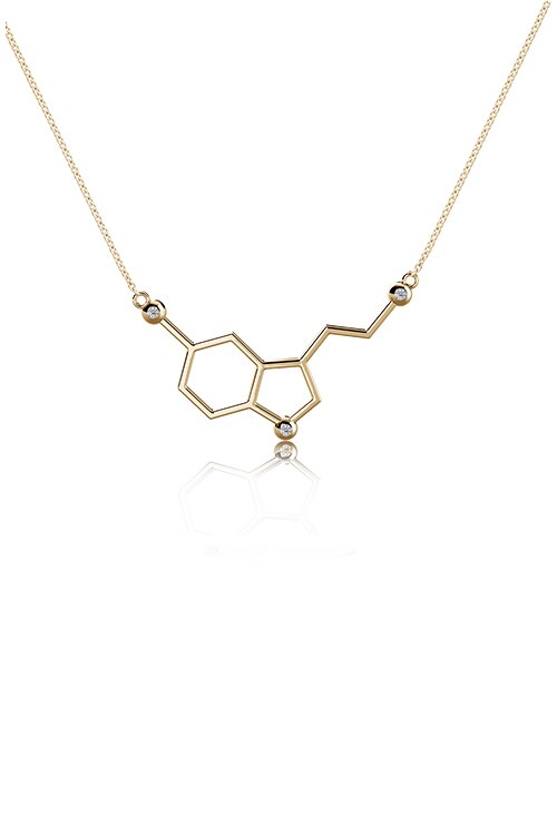 Lant cu pandantiv serotonina, Coriolan, aur galben 14K, diamant 3x0.01 carate GVS1