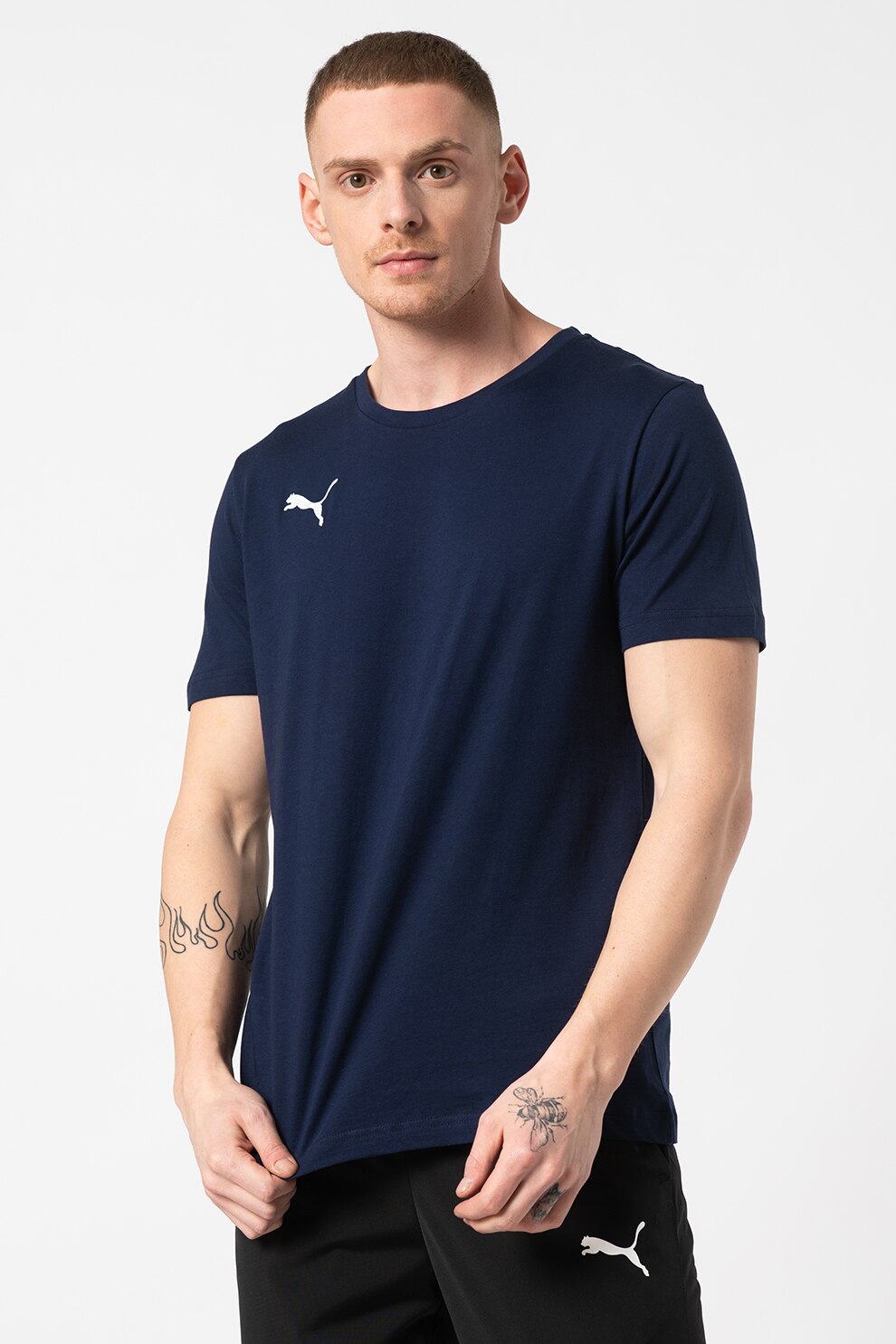 Puma, Tricou cu detaliu logo, pentru antrenament TeamGOAL, Bleumarin