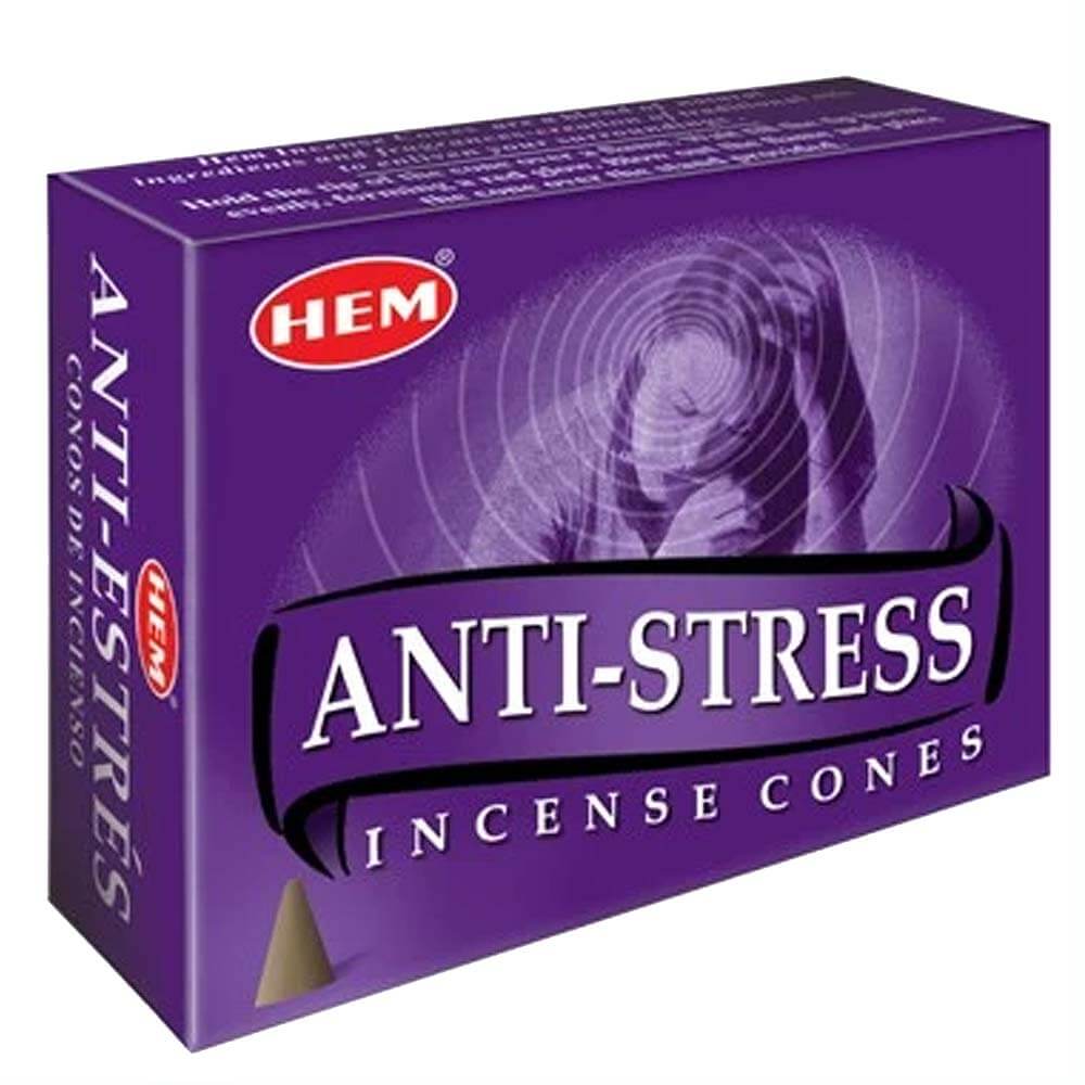 Conuri parfumate Antistres, HEM profesional, 10 conuri (25g) aromaterapie, suport metalic inclus