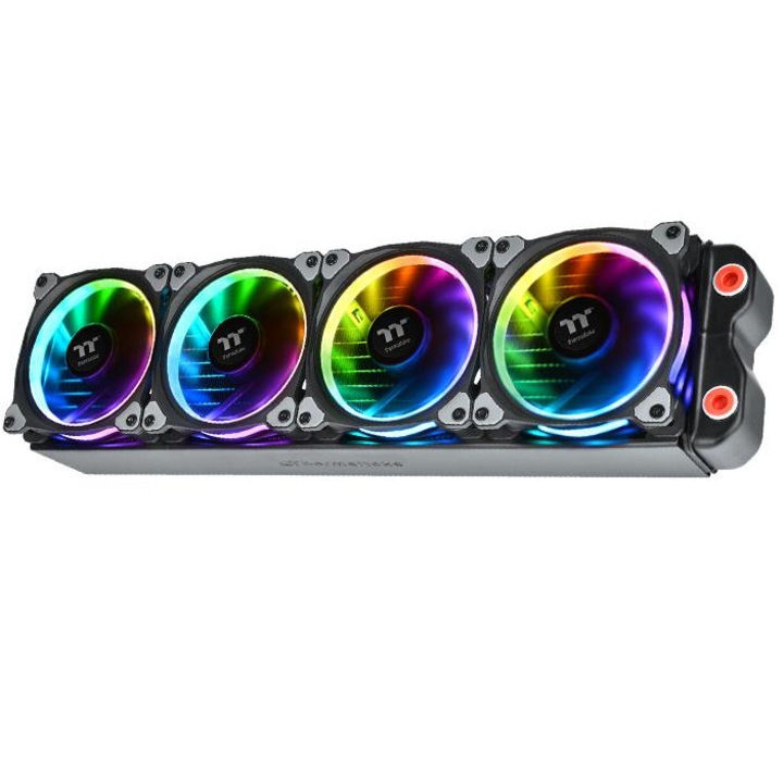 Set 5 x Cooler PC, Thermaltake, Iluminare RGB, 140 mm, 500 - 1400 rpm, Negru