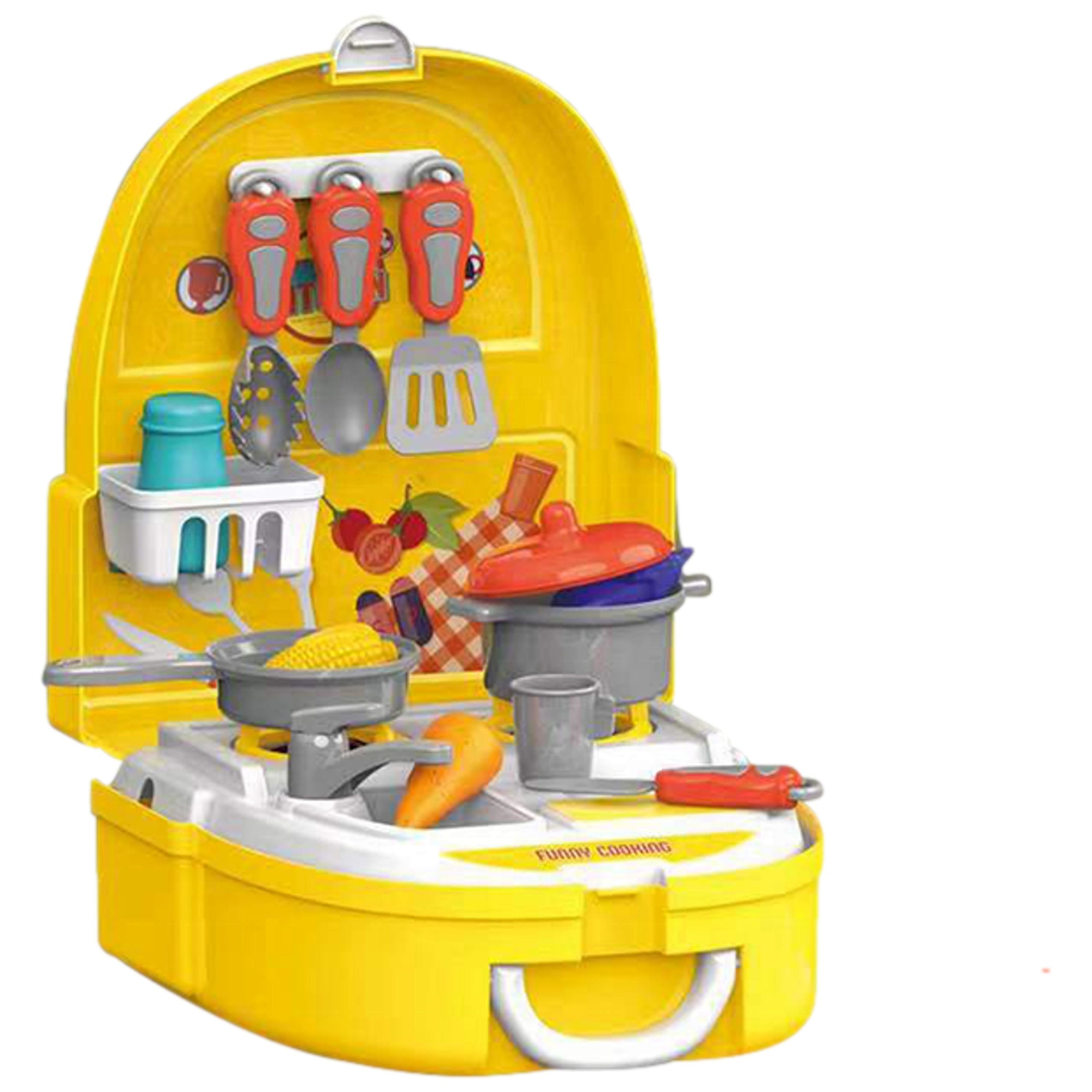 Jucarie de rol, Bucataria din Ghiozdan, Micul Bucataras, 23Piese, Galben