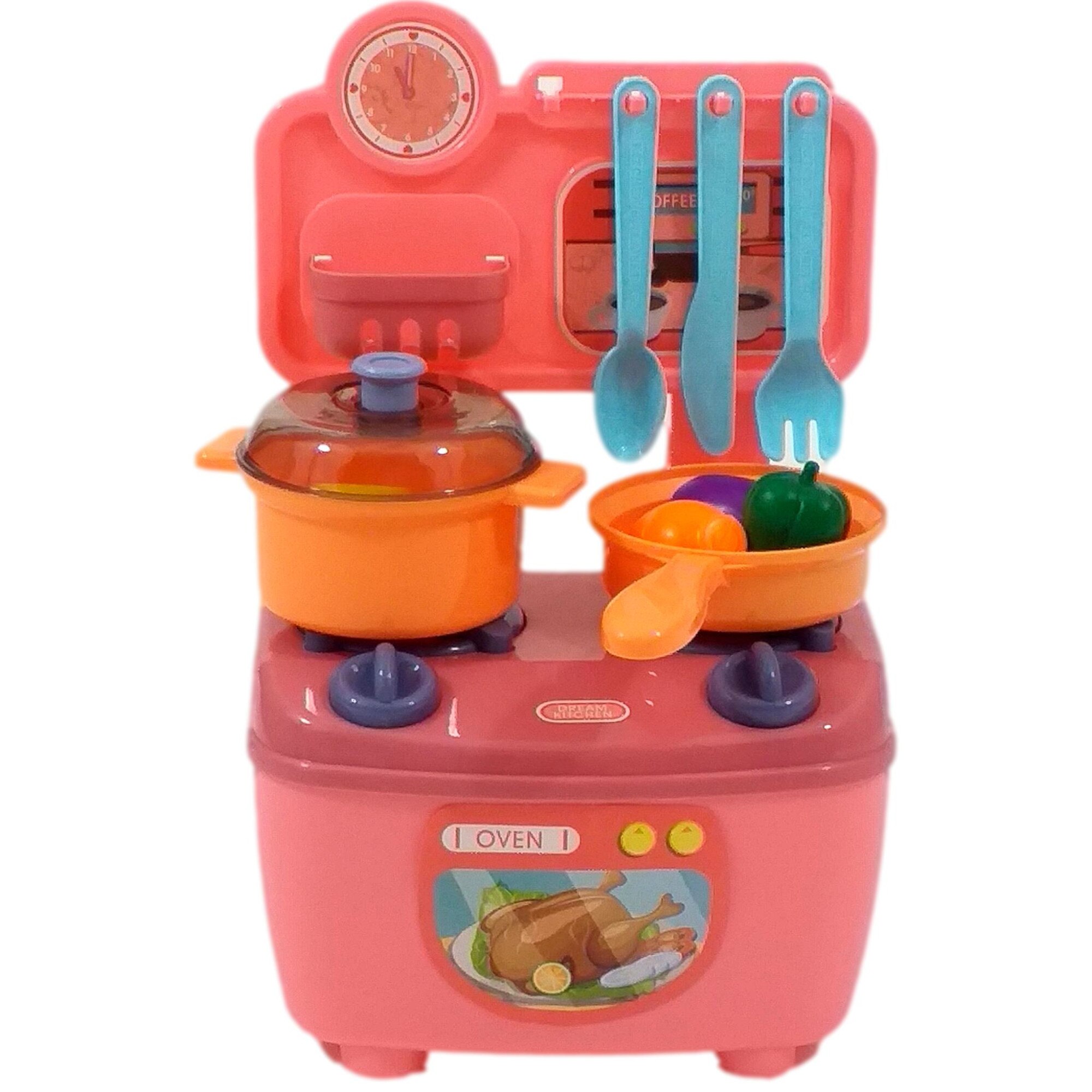 Mini Set, Aragaz cu cuptor pentru copii , 10 accesorii, Roz