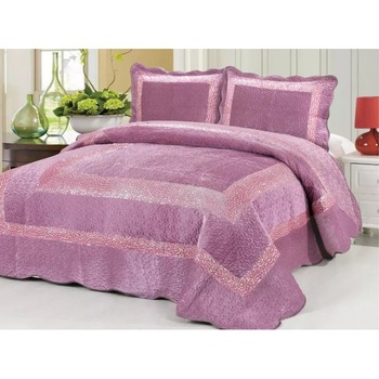 Cuvertura de Pat din Catifea + 2 Fete de Perna , Pat 2 Persoane , culoare roz Cuvertura de Pat din Catifea + 2 Fete de Perna , Pat 2 Persoane , culoare roz