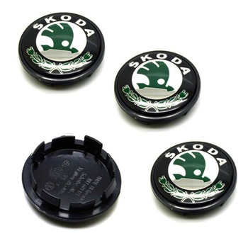 Set 4 capacele pentru roti, Capac Janta, 65 mm, original Skoda, verde/negru Set 4 capacele pentru roti, Capac Janta, 65 mm, original Skoda, verde/negru
