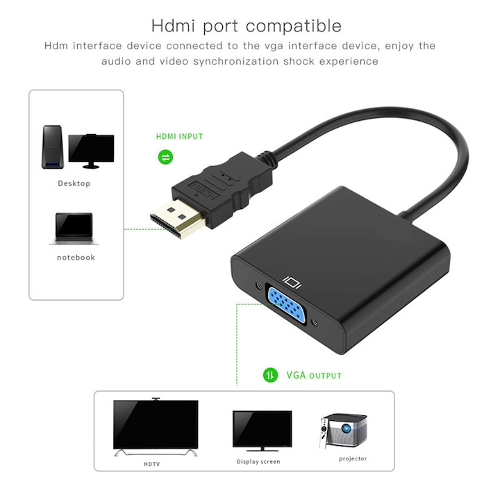 Преходник HDMI към VGA , HDMI To VGA Adaptor, Converter