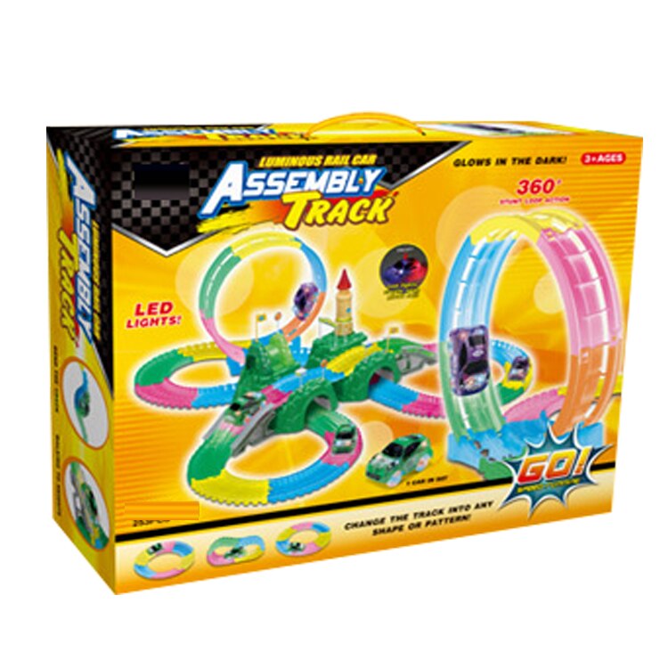 Set Masinute,Pista flexibila,157 Piese Neon lumineaza in intuneric