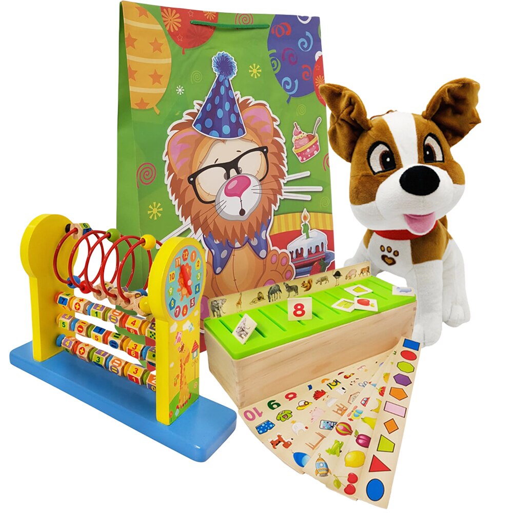 Set Sortator Montessori + catelus din plus + jucarie motricitate + punga cadou, PAKWD01 RCO®