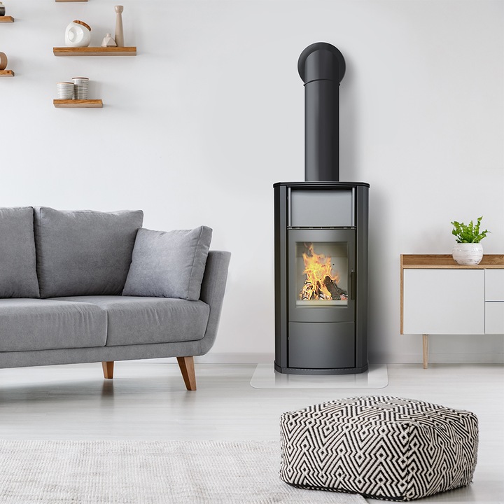 Камина Kratki Koza Epsilon, Дърва, Черен, 8 kW, Сертифицирана от TÜV