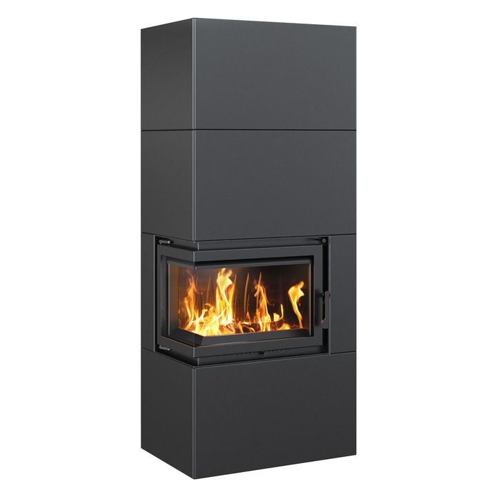Камина Kratki Simple Box L S Black, Дърва, Черен, 8 kW, Сертифицирана от TÜV
